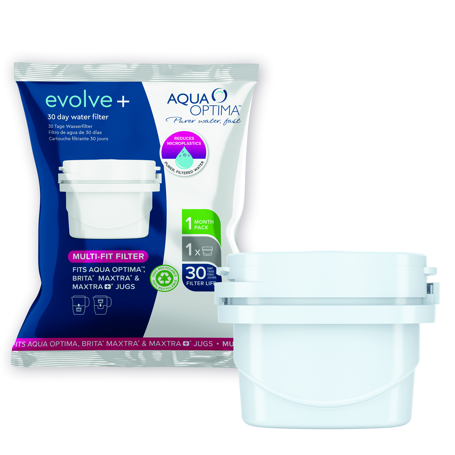 Aqua Optima Filter Single Plastic White 30 Day “Evolve+”