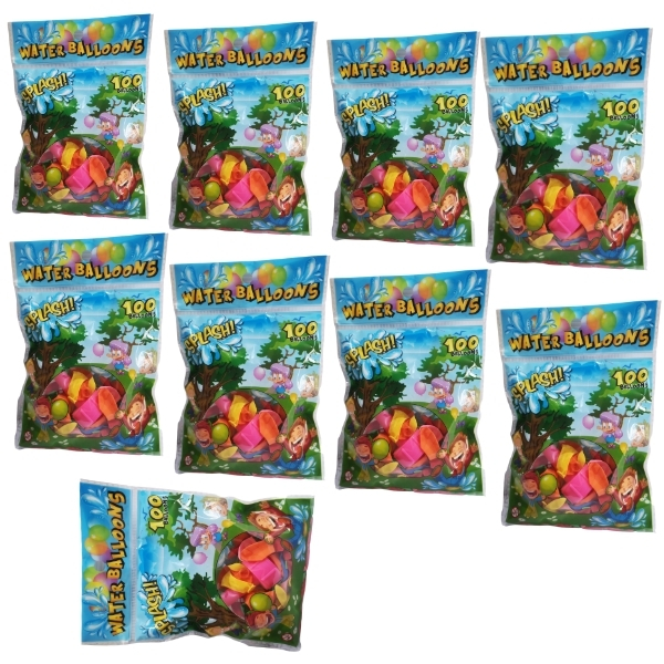 Water Balloons – Bulk Pack of 9 (Totalling 900 Balloons and 9 Hoze Nozzles)