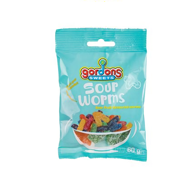 Bulk Pack x 6 Sweet Gummy Sour Worms 60g