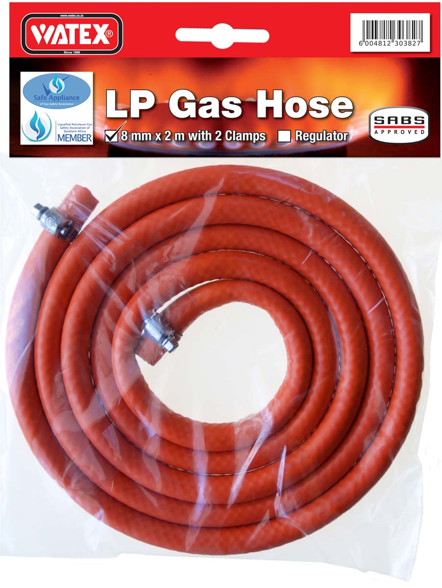 Watex Gas Hose with Clamps – 2m