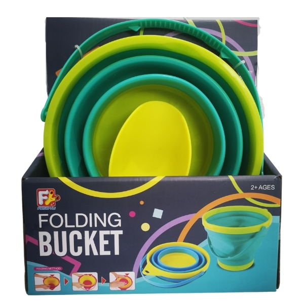 Beach Bucket – Collapsible Silicone Bucket with Yellow Shovel (2.5L)