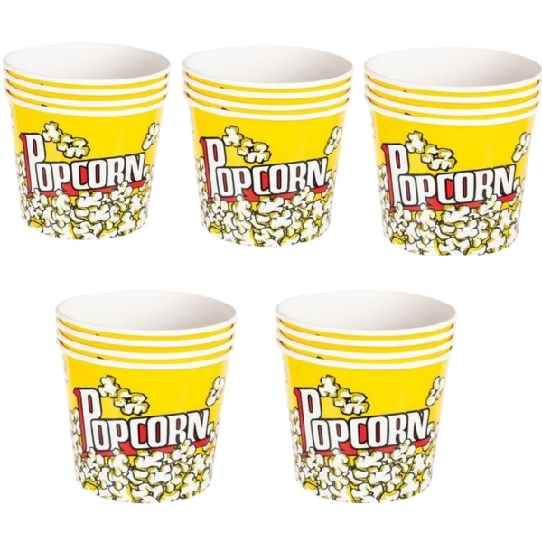 SourceDirect – Paper Popcorn Buckets – Yellow (2L) – Bulk Pack of 20