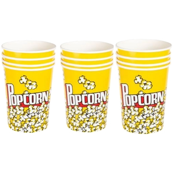 SourceDirect – Paper Popcorn Buckets – Yellow (945ml) – Bulk Pack of 12