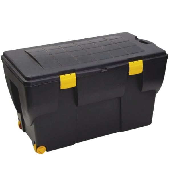 Big Jim – Plastic Box Storage Container with Lid And Wheels – Black (140L)