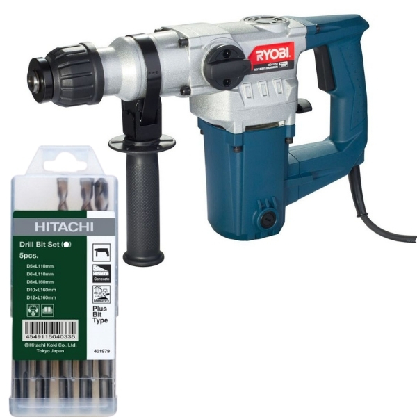 Ryobi Rotary Hammer And 5Pcs Drill Bit Set (B) Combo