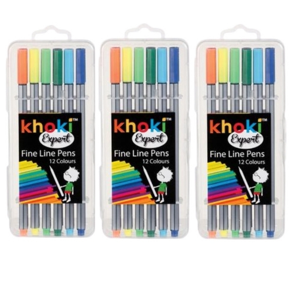 Khoki – Bulk Pack Of 3 Expert Fine Line Pens – (12 Colours x 3)