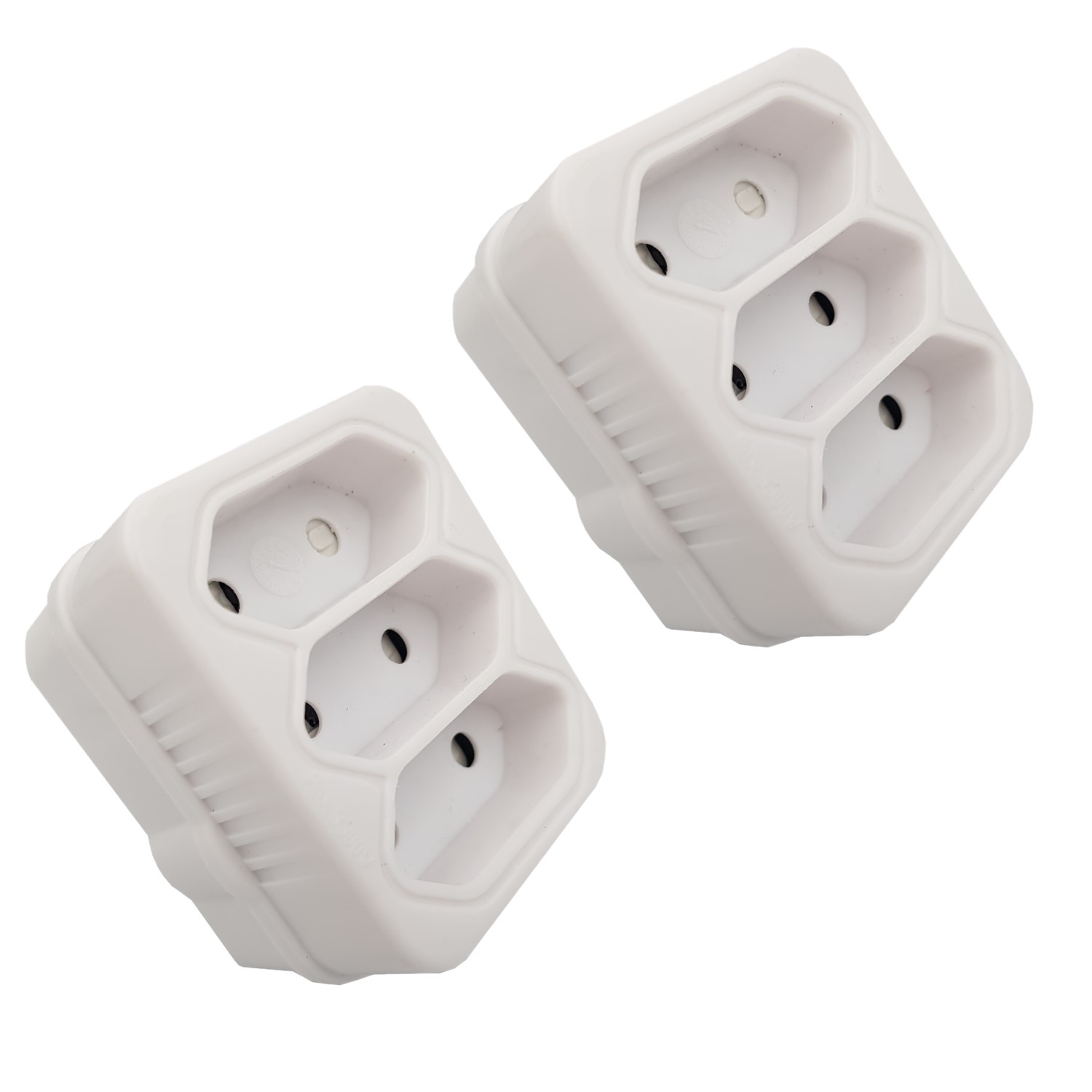 2 PACK: Plug Adaptor:  3 way 3 X 5A 2 pin / Euro Adaptor (E 592 2pa)