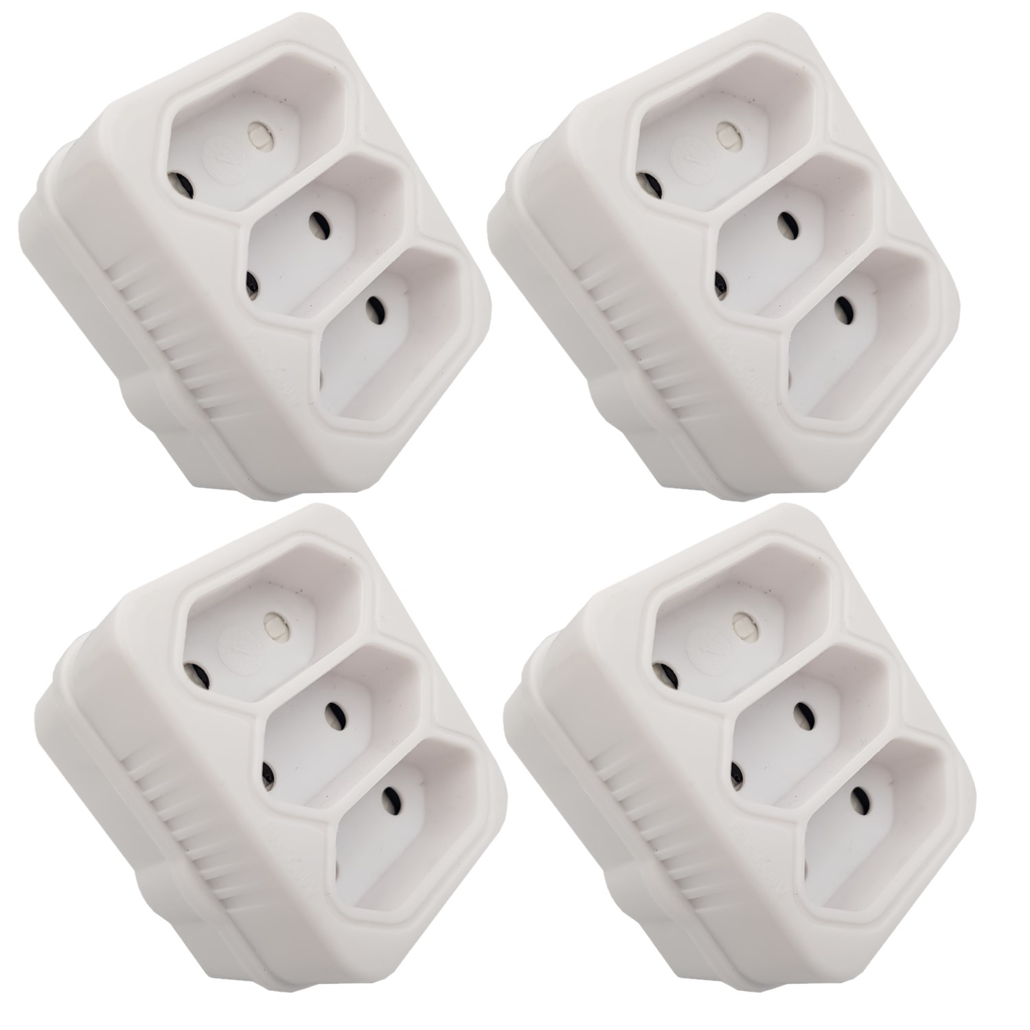 4 PACK: Plug Adaptor:  3 way 3 X 5A 2 pin / Euro Adaptor (E 592 4pa)