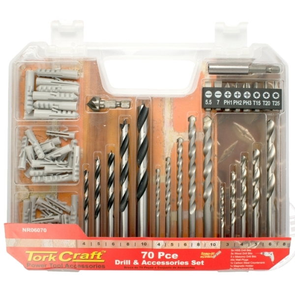 Tork Craft Drill Bit And Accessory Set 70 Pieces