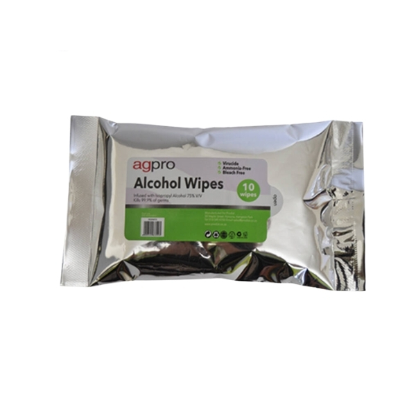 Agpro – Alcohol Wipes / Sanitising Cleaning Wipes 75% Alcohol – 10 Wipes