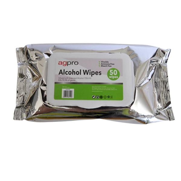 Agpro – Alcohol Wipes / Sanitising Cleaning Wipes 75% Alcohol – 50 Wipes