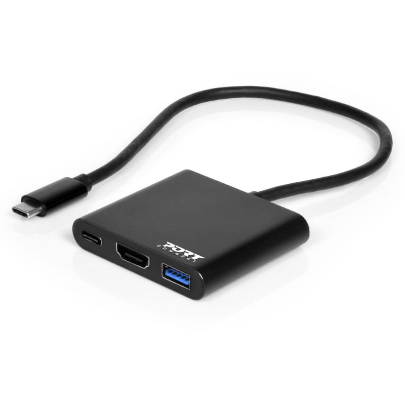 Port Connect 30cm Type-C to HDMI 60W PD Power Dock – Black