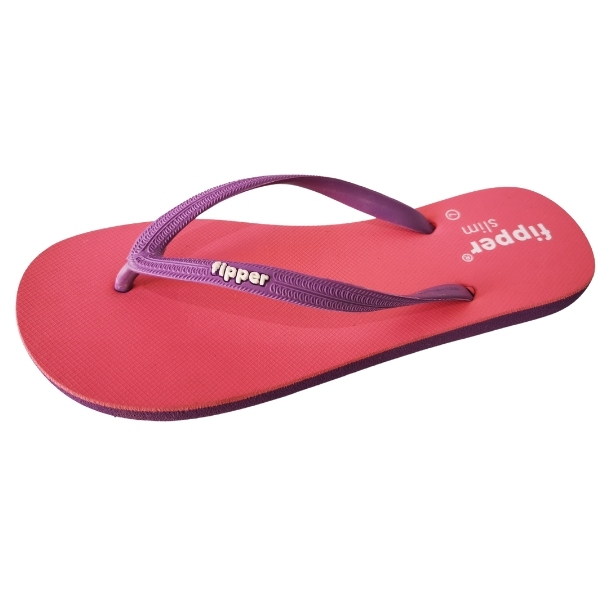 Fipper – Slim Ladies’ Flip Flops / Slippers – (Pink with Purple Straps) – UK 7