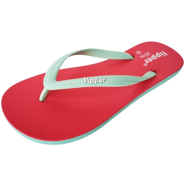 Fipper – Slim Ladies’ Flip Flops / Slippers – Pink with Turquoise Straps – UK 8