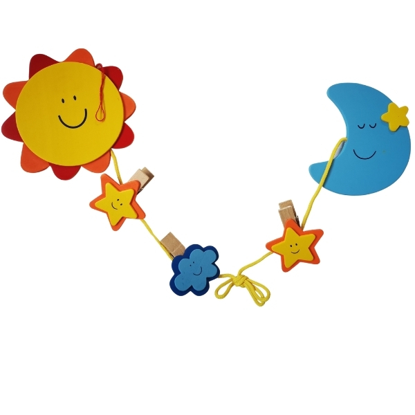 SourceDirect – Colourful Wooden Memo Clips – Sun & Moon