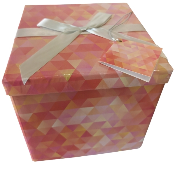 SourceDirect – Flat-Pack Gift Box With Ribbon & Tag – Large (Pink)