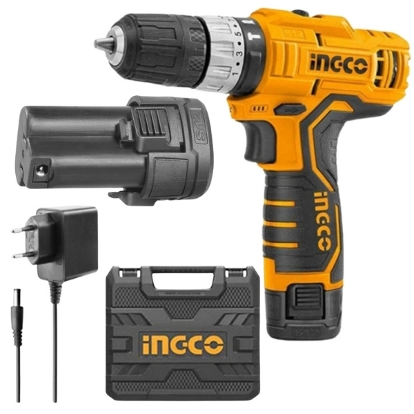 Ingco – Lithium-Ion Impact Drill (12V), 2 x Li-Ion Battery Pack and Charger