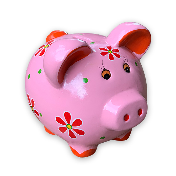 Money Bank – Arts & Crafts – Ceramic – Decorative Piggy – 16cm x 20cm – Pink