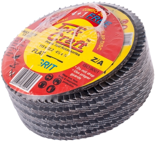 Tork Craft- Flap Disc Zirconium  80 Grit Flat – 5 Cutting Discs 115mm
