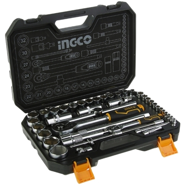 Ingco – Socket Set – (44 Pieces 1/4-Inch + 1/2-Inch)