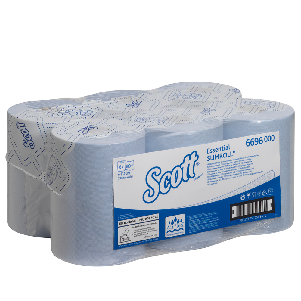 Scott – Essential Slimroll Hand Towel Paper – Pack of 6 Rolls – Blue