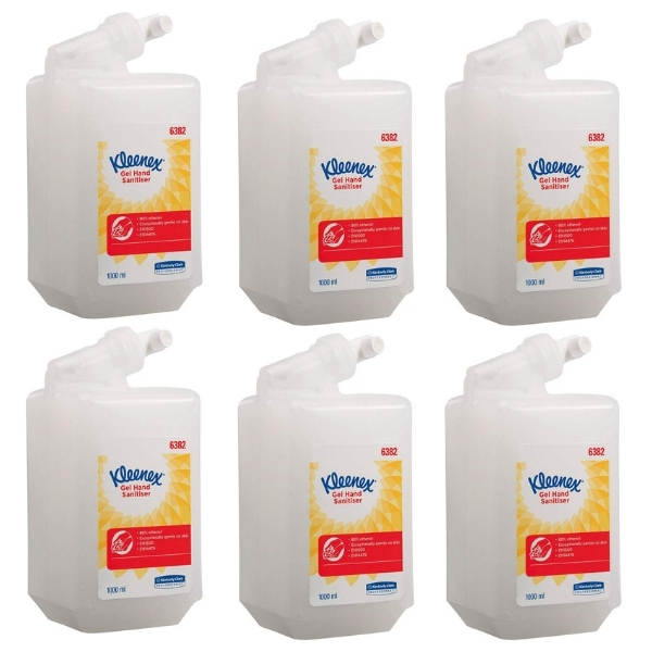 Kleenex – Moisturising Alcohol Hand Sanitiser Refills – Pack of 6 x 1L