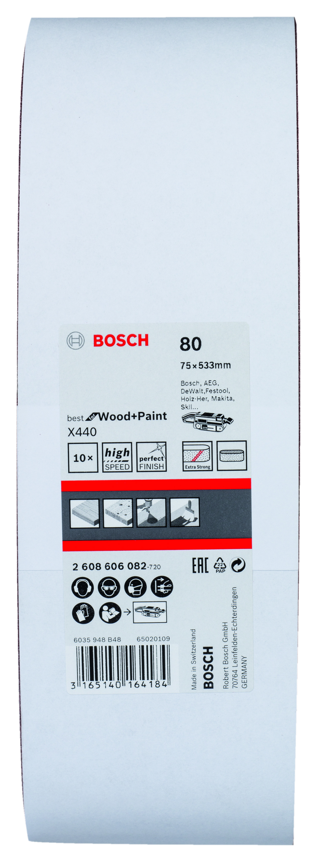 Sanding Belt Best for Wood 75 X 533mm, 80 Grit, 10 Piece