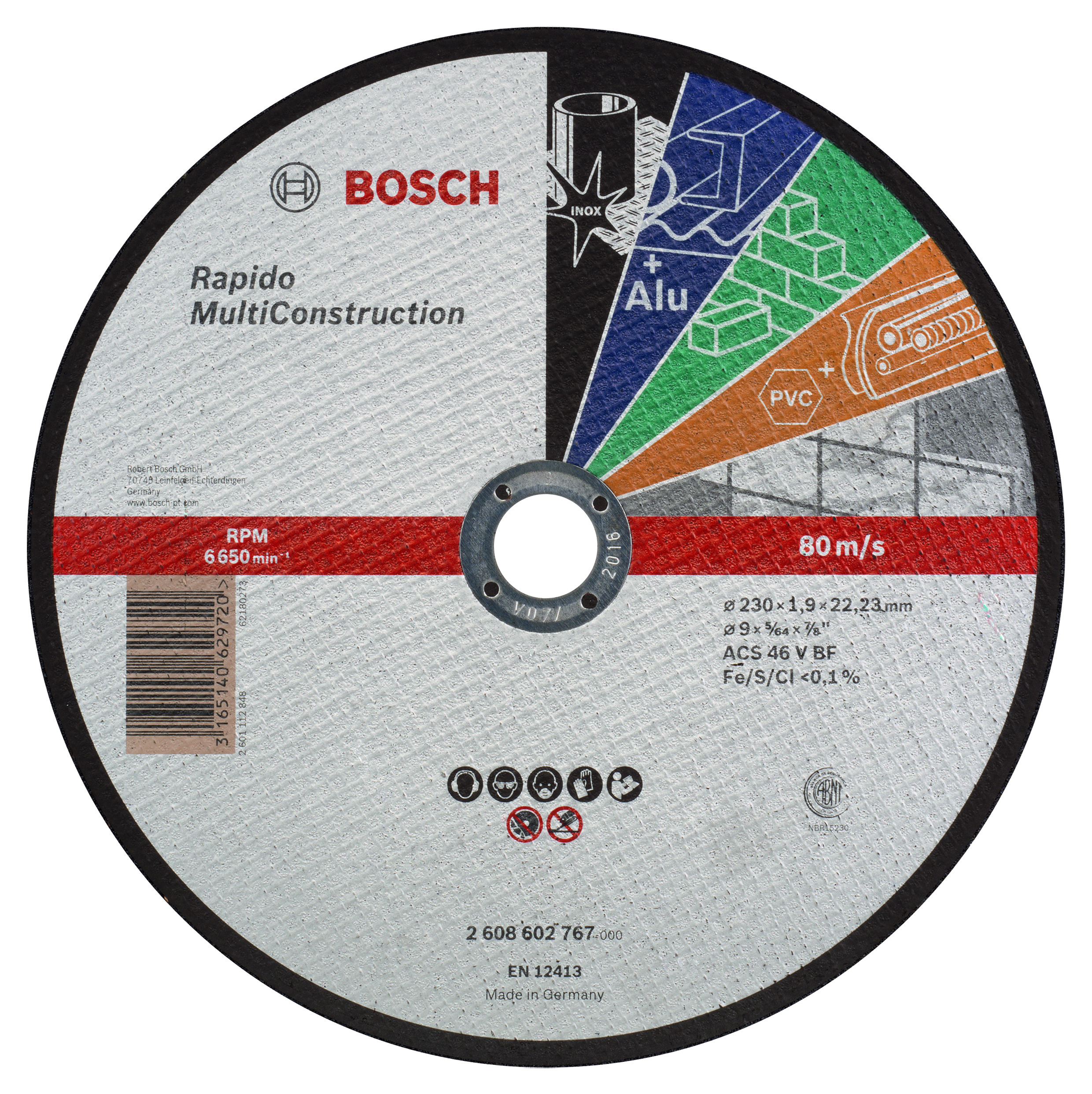 Rapido Straight Cutting Disc Multi Construction ACS 46 V BF, 230, 1,9