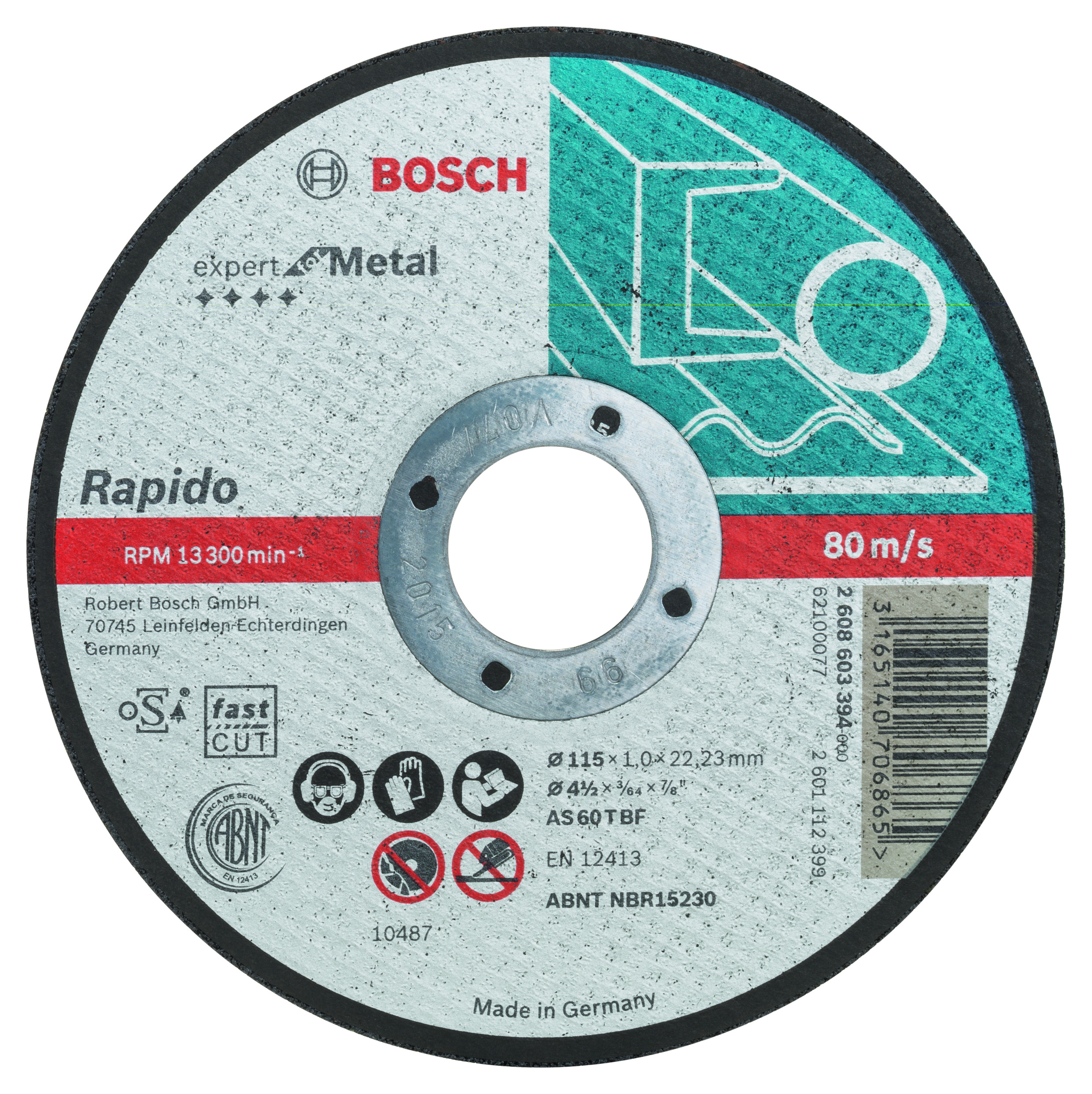 Rapido Straight Cutting Disc Expert Metal AS 60 T BF, 115, 1,0