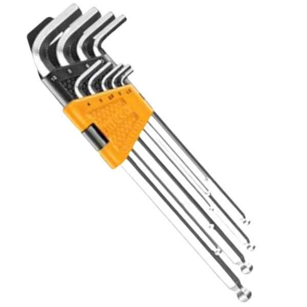 Ingco – Ball Point Hex Key – Extra Long Arm (9 Pieces)
