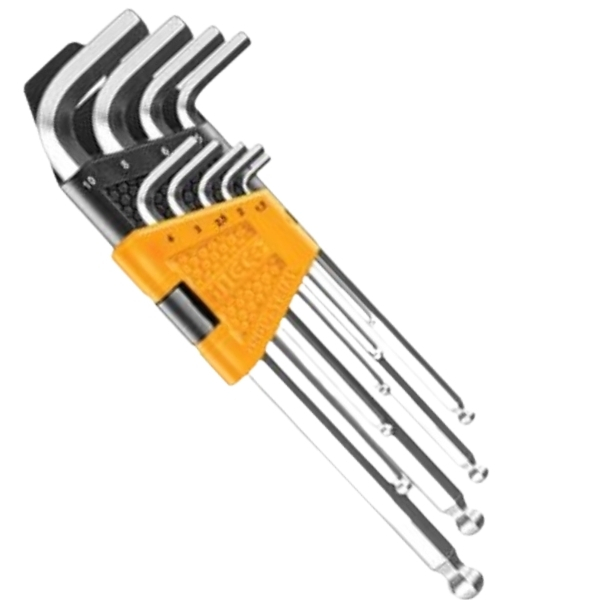 Ingco – Ball Point Hex Key – Long Arm (9 Pieces)