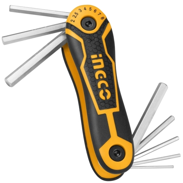 Ingco – Folding Hex Key Set- Long Arm (8 Pieces)