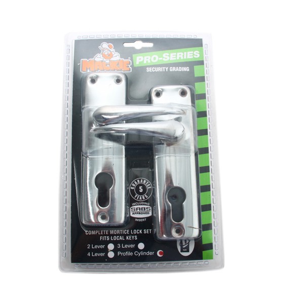 Mackie Chrome Plated Mortice Lockset with 3 Lever Heavy Duty Handles