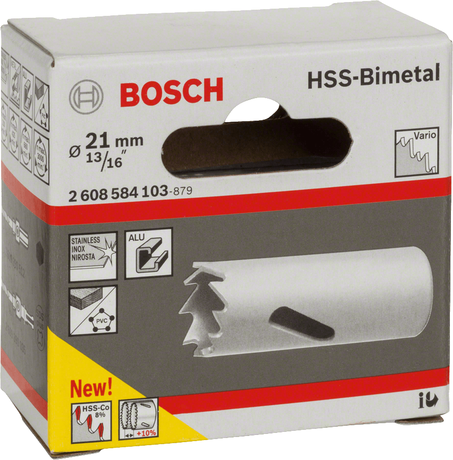HSS bi-metal holesaw for standard adapters 21 mm, 13/16″