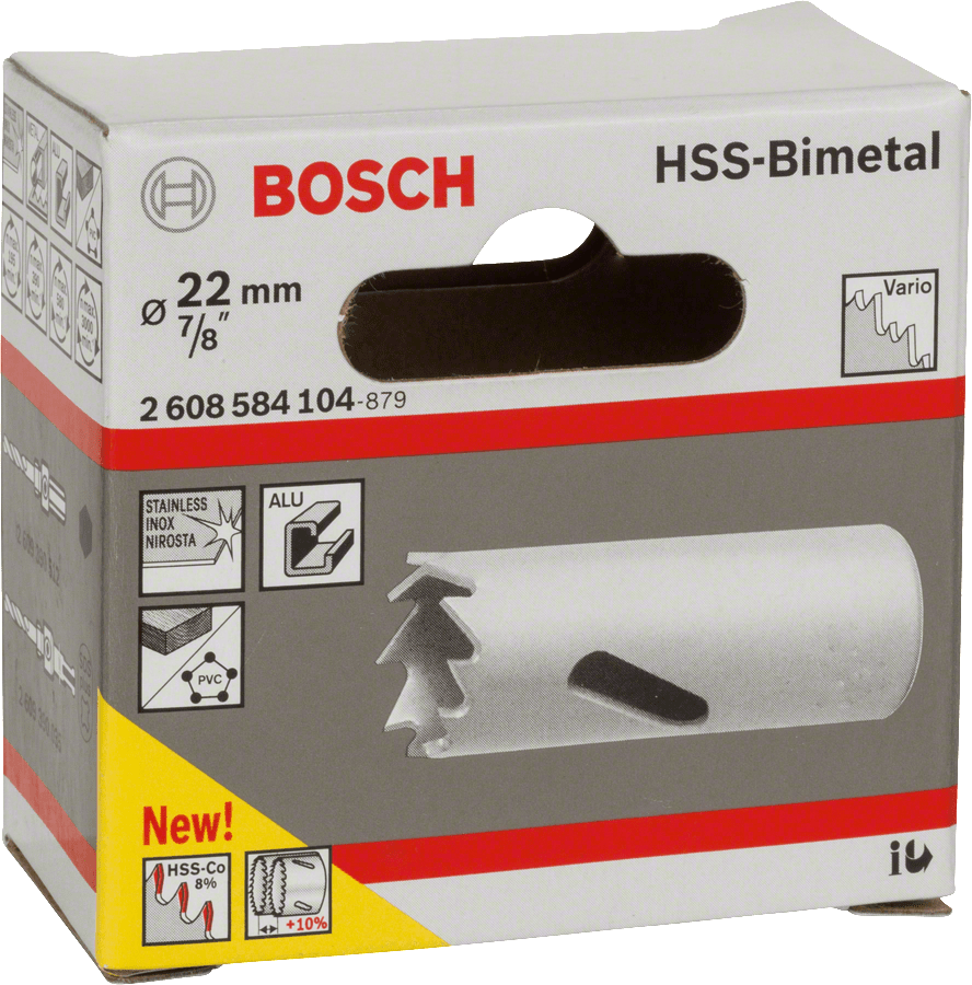 HSS bi-metal holesaw for standard adapters 22 mm, 7/8″