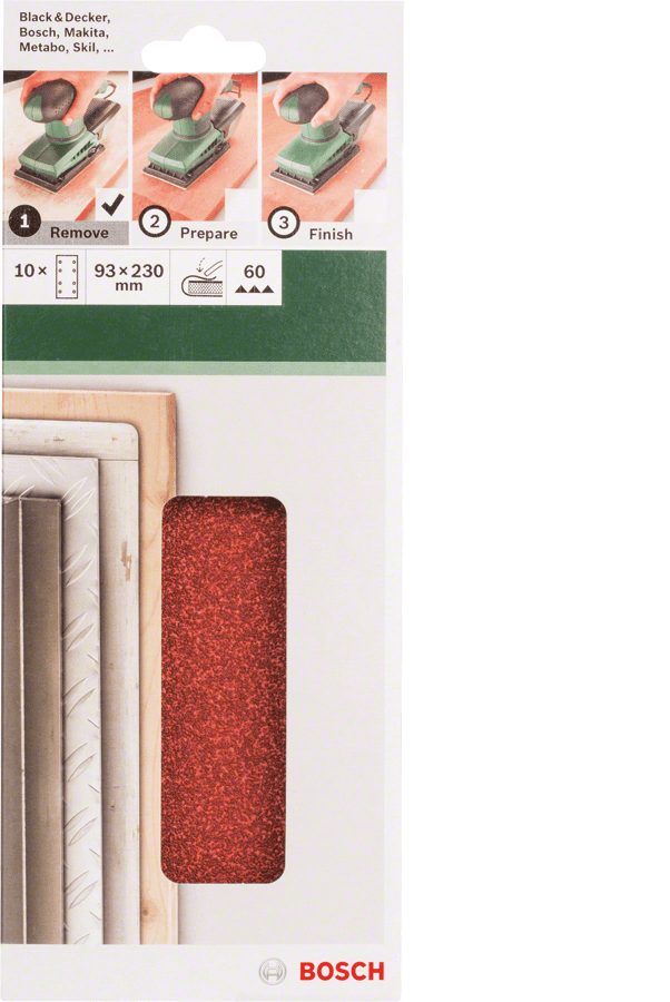 For orbital sanders 93 x 230 mm 60,8 hole 10 Piece clip on