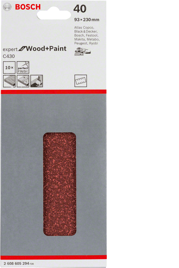 Expert for Wood for orbital sanders 93 x 230 mm 40 8 holes 10 Piece