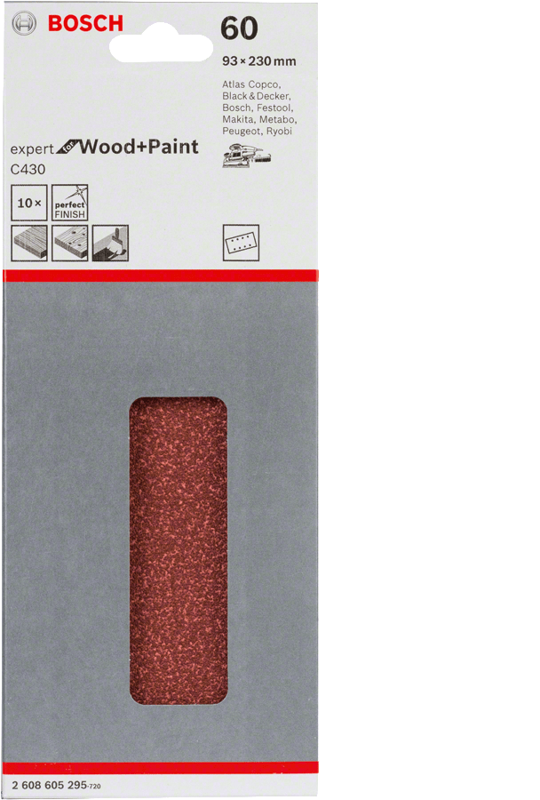 Expert for Wood for orbital sanders 93 x 230 mm 60 8 holes 10 Piece