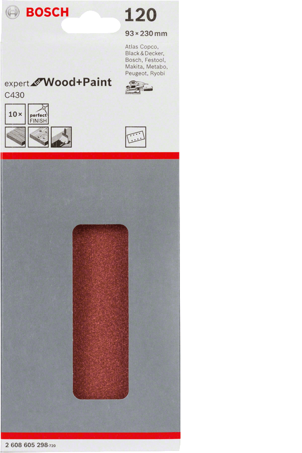 Expert for Wood for orbital sanders 93 x 230 mm 120 8 holes 10 Piece