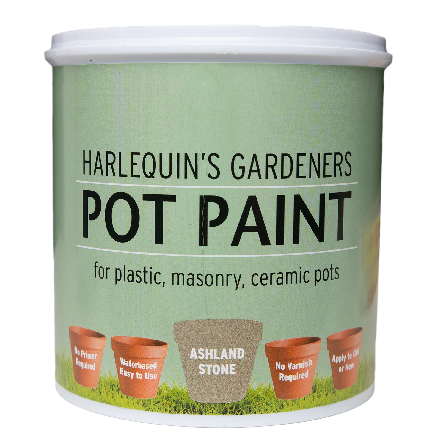 Harlequin – Pot Paint For Plastic, Masonry and Ceramic Pots – 1 Litre – Ashland Stone