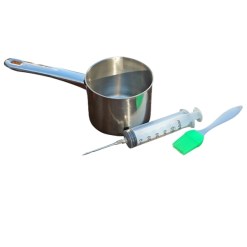 Basting Set – Stainless Steel Pot, Silicone Brush & Syringe Basting Set – Stainless Steel Pot, Silicone Brush & Syringe