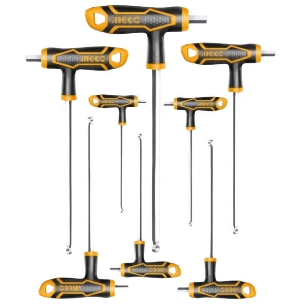Ingco – Ball Point Hex Wrench Set (T-Handle) – 8 Pieces