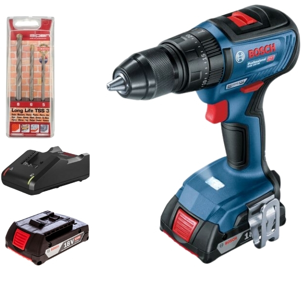 Bosch – Cordless Drill Combo(GSB18V-50) & Alpen Masonry Drill Bits(3Piece)
