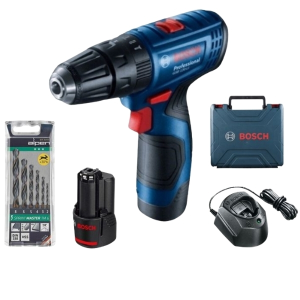 Bosch-Cordless Impact Drill (GSB 120-LI) & Alpen Sprint Master Bits(6Piece)