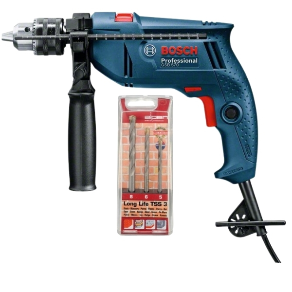 Bosch – Impact Drill (GSB 570) & Alpen Masonry Drill Bits (3Piece)
