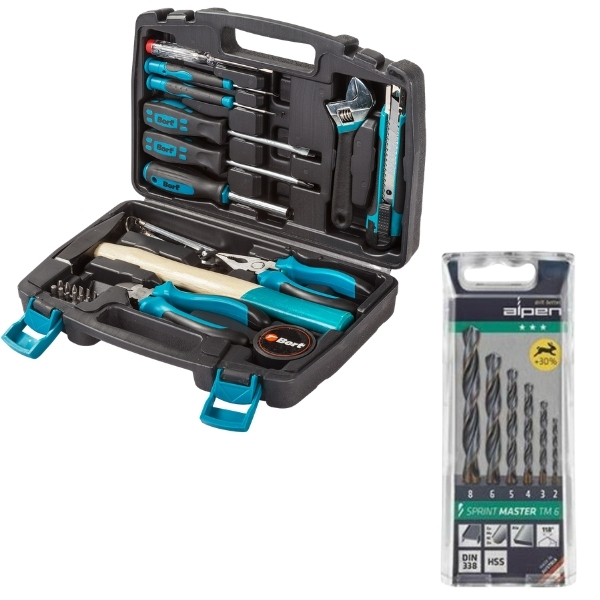 Bort – DIY Hand Tool Set (33 Piece) & Alpen Sprint Mast Drill Bits(6 Piece)