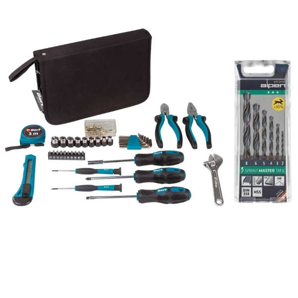 Bort – DIY Hand Tool Set (39 Piece) & Alpen Sprint Mast Drill Bits(6 Piece)