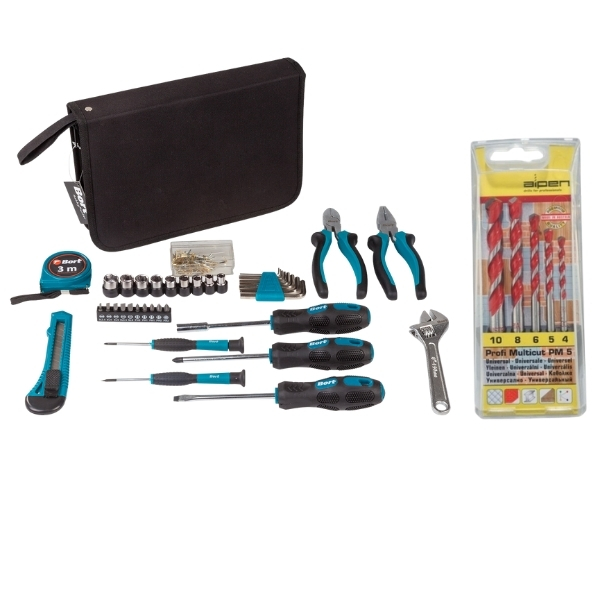 Bort – DIY Hand Tool Set (39 Piece) & Alpen Multicut Drill Bits (5 Piece)