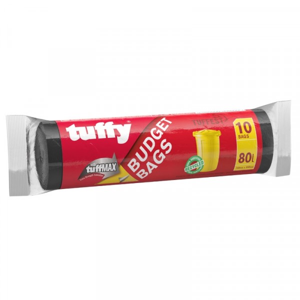Bulk Pack 5 x Tuffy Budget Refuse Bag – 18 Microns – Black – 10 Per Roll