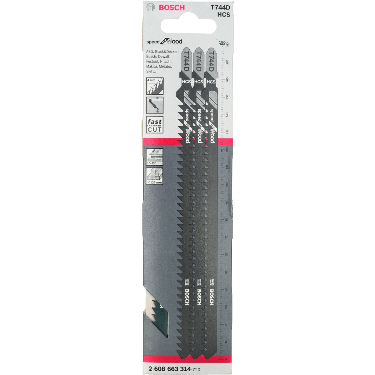 Jigsaw blade HCS T 744 D Speed for Wood, 3 Piece